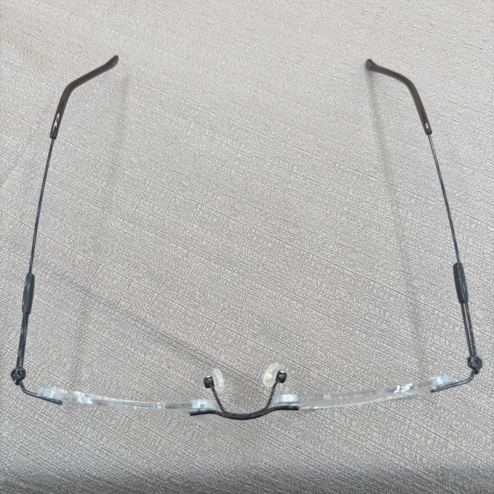 Solitaire Rimless Eyeglasses Black Metal Rectangular Lightweight Frames